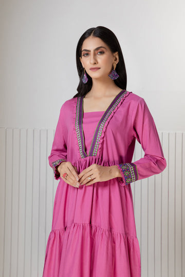 Bonanza Satrangi Pink Cambric Kurti Ssk221p05 Eid Pret 2022 Online Shopping